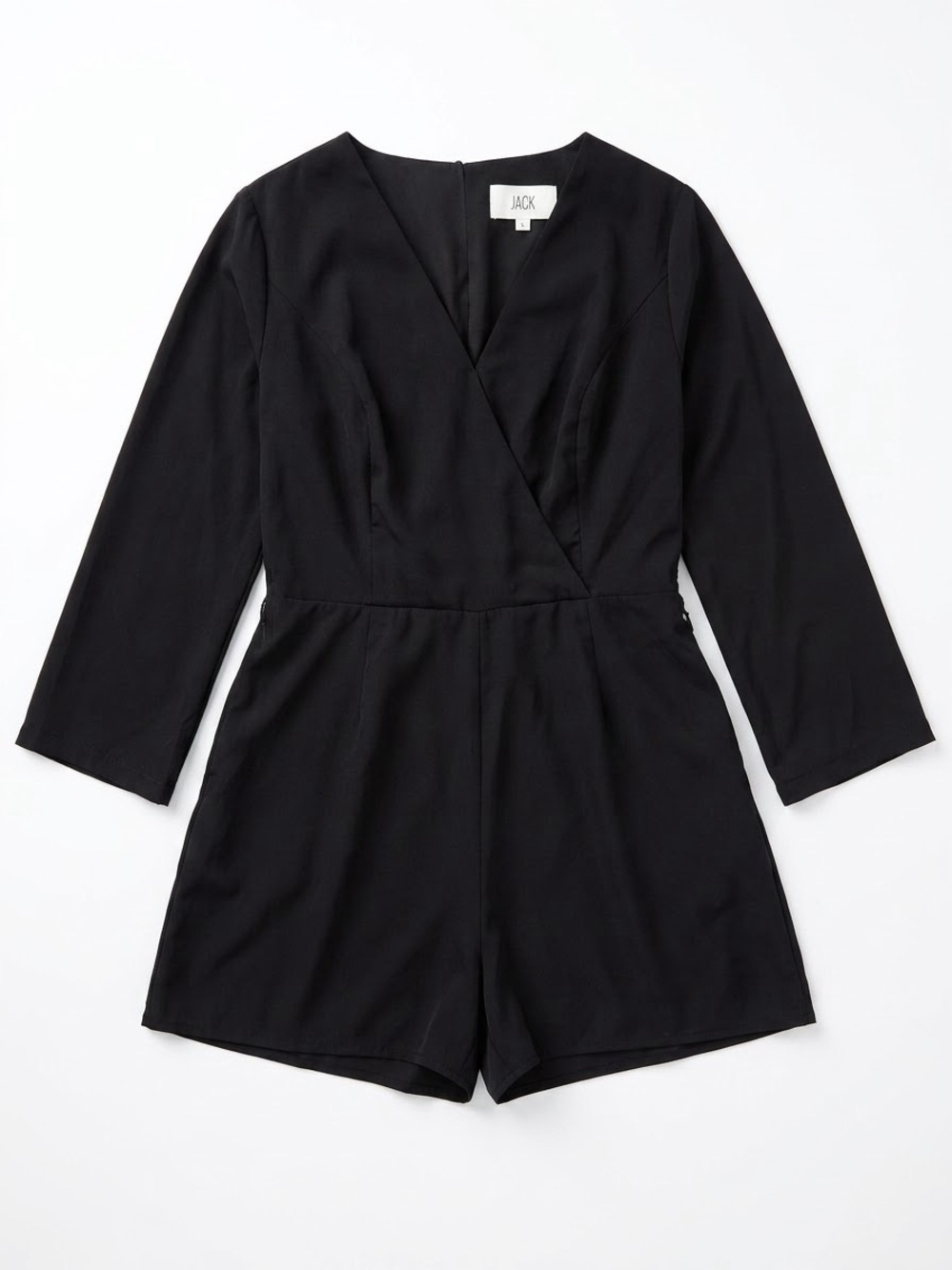 Jack by BB Dakota Black V-Neck Long Sleeve Romper | Size 8